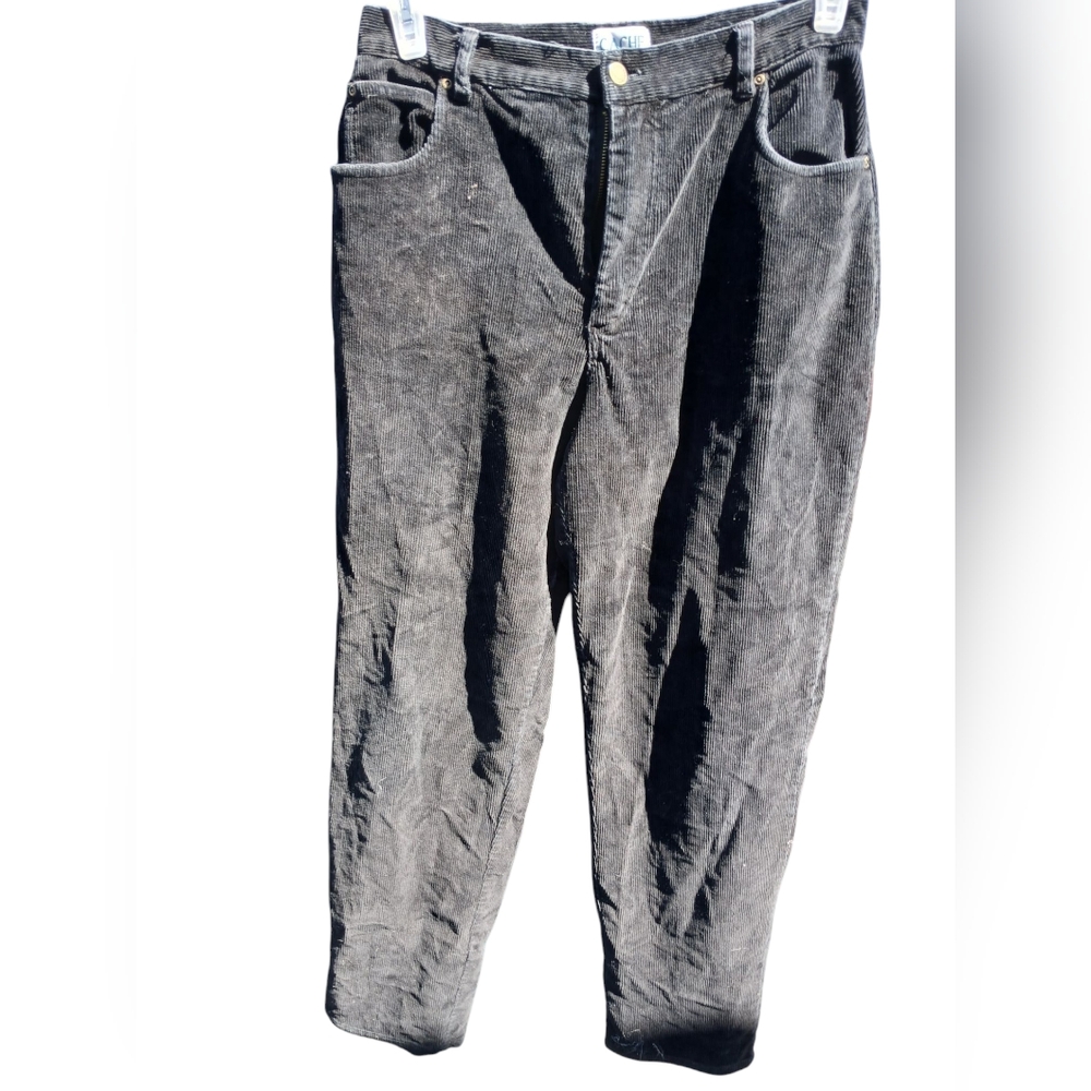 Black Corduroy Straight-Leg Pants